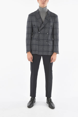 CC COLLECTION Unlined Double-Breasted Glen Plaid Blazer