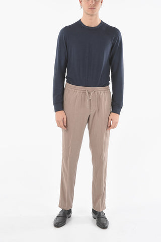 ID Pantaloni TEX Plain Herringbone con Coulisse in Vita