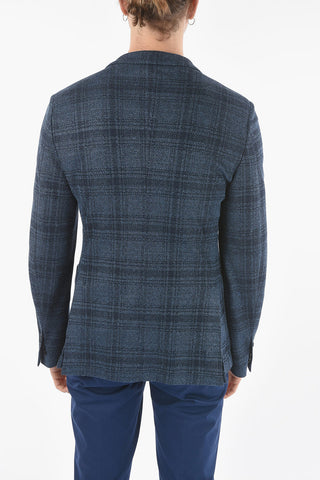 ID Plaid motif side vents notch lapel 2-button blazer