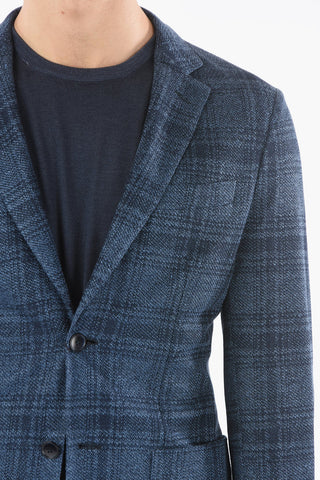 ID Plaid motif side vents notch lapel 2-button blazer
