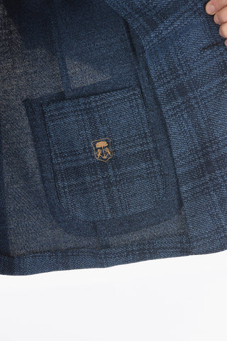 ID Plaid motif side vents notch lapel 2-button blazer
