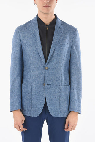 ID Silk and cashmere IDENTITY 2-button blazer with removable chest piece 
