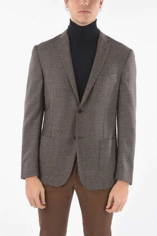 Blazer Foderato Motivo a Quadri Vichy con Tasca a Filo