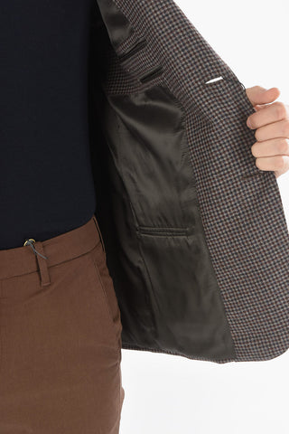 Blazer Foderato Motivo a Quadri Vichy con Tasca a Filo