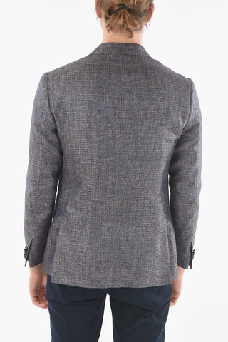 Two-Tone Silk and Flax ACADEMY SOFT Notch Lapel Blazer
