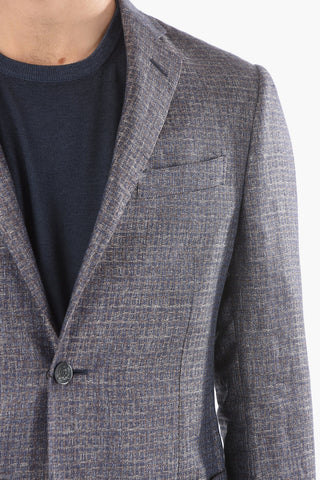 Two-Tone Silk and Flax ACADEMY SOFT Notch Lapel Blazer