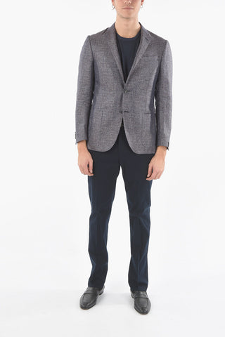 Two-Tone Silk and Flax ACADEMY SOFT Notch Lapel Blazer