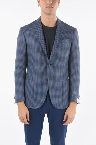 houndstooth side vents notch lapel ACADEMY SOFT 2-button blazer