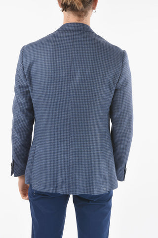 houndstooth side vents notch lapel ACADEMY SOFT 2-button blazer