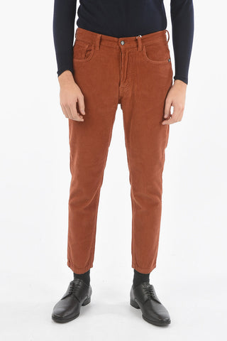 Crop Corduroy Trousers with 5 Pockets