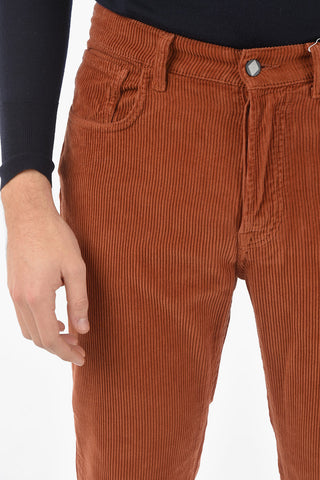 Crop Corduroy Trousers with 5 Pockets