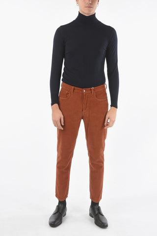 Crop Corduroy Trousers with 5 Pockets