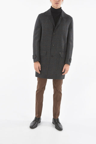 Cappotto Reversibile in lana Vergine con Motivo in Pied de Poule