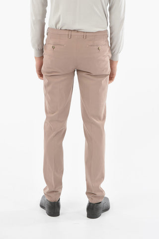 Pantaloni Chino in Cotone Stretch con Cuciture a Vista