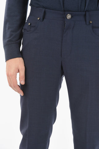 houndstooth virgin wool ACADEMY 5 pocket pants