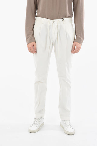 CC COLLECTION Single Pleat Stretch Cotton Pants