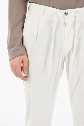 CC COLLECTION Single Pleat Stretch Cotton Pants