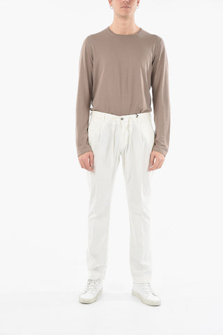 CC COLLECTION Single Pleat Stretch Cotton Pants