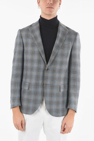 LEADER SOFT Half-Lined Glen Plaid Blazer with Flap Pocket