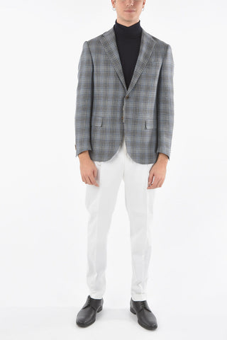 LEADER SOFT Half-Lined Glen Plaid Blazer with Flap Pocket
