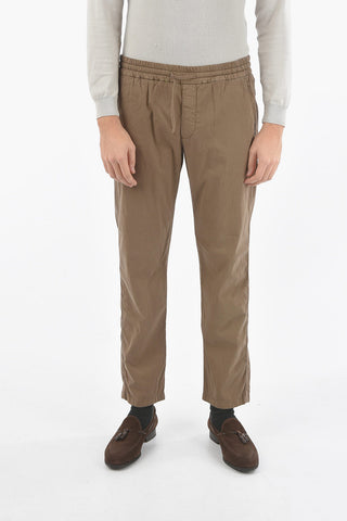 Cotton and Silk Stretch Pants with Drawstring on the Waist
