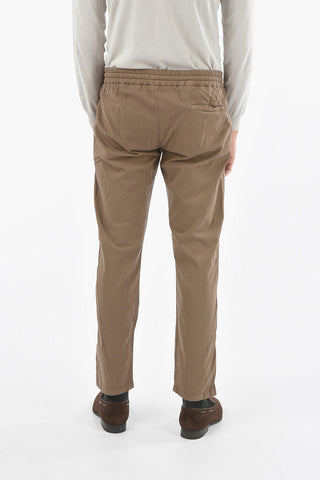 Cotton and Silk Stretch Pants with Drawstring on the Waist