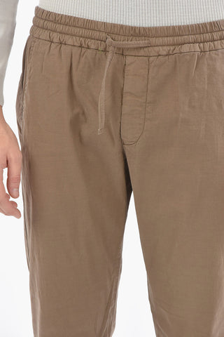 Cotton and Silk Stretch Pants with Drawstring on the Waist