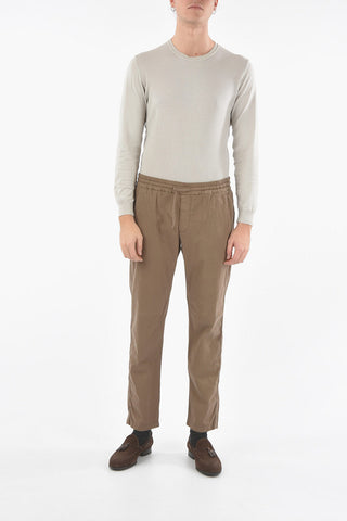 Cotton and Silk Stretch Pants with Drawstring on the Waist
