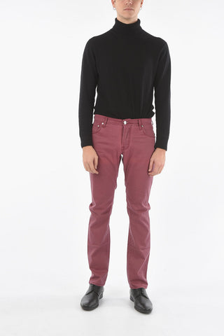 ID COLLECTION Jeans con Cinque Tasche e Chiusura con Bottoni e Ricamo