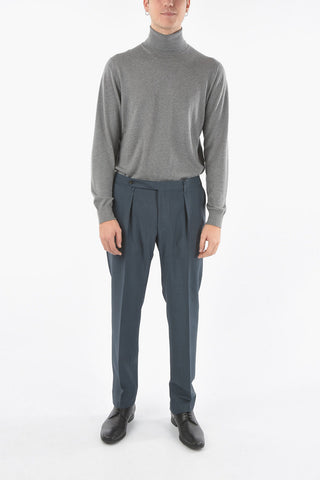 Pantalone Sfoderato con Zip e Gancetto e con Pinces