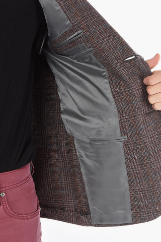 Half-Lined Tattersall GATE Blazer with Flush Pocket