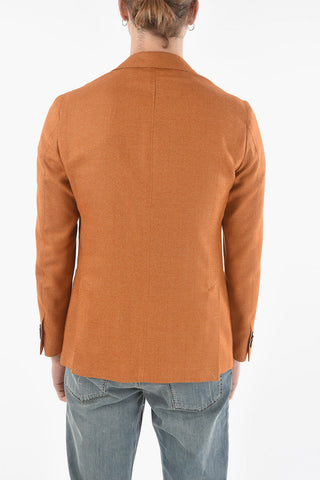 Virgin Wool and Silk Double Side-Split Hem GATE Blazer 