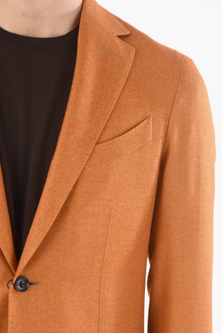 Virgin Wool and Silk Double Side-Split Hem GATE Blazer 