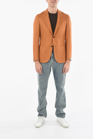 Virgin Wool and Silk Double Side-Split Hem GATE Blazer 