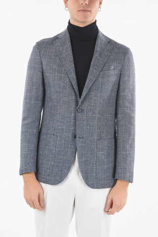 CC COLLECTION Flax Blend REFINED Blazer with Glen Check Pattern