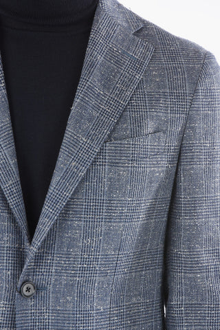 CC COLLECTION Flax Blend REFINED Blazer with Glen Check Pattern