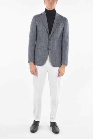 CC COLLECTION Flax Blend REFINED Blazer with Glen Check Pattern