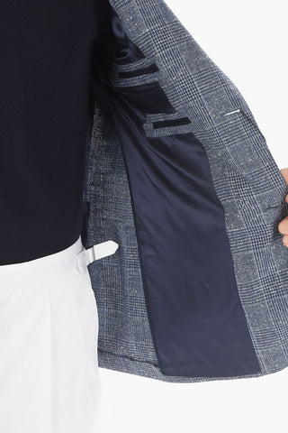 CC COLLECTION Flax Blend REFINED Blazer with Glen Check Pattern