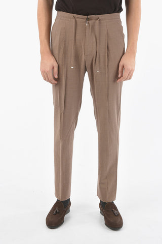 Micro Gingham Check ACADEMY Jetted Pocket Single Pleat Trousers