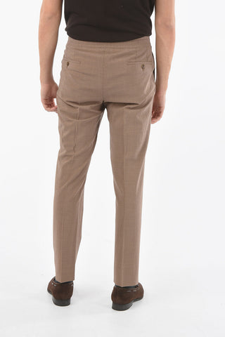 Micro Gingham Check ACADEMY Jetted Pocket Single Pleat Trousers