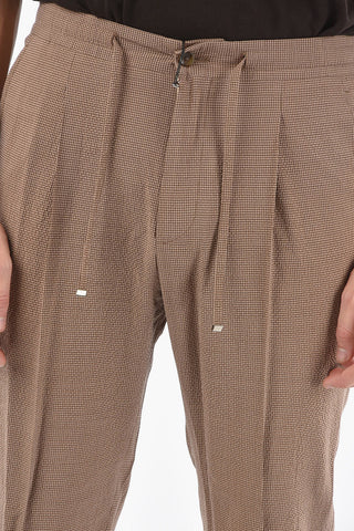 Micro Gingham Check ACADEMY Jetted Pocket Single Pleat Trousers