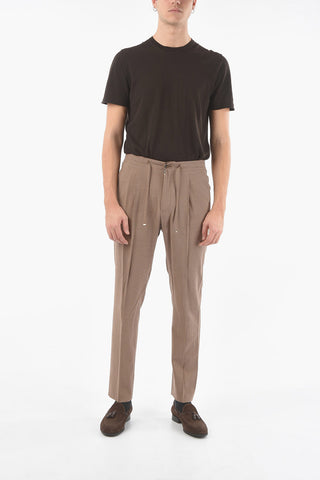 Micro Gingham Check ACADEMY Jetted Pocket Single Pleat Trousers