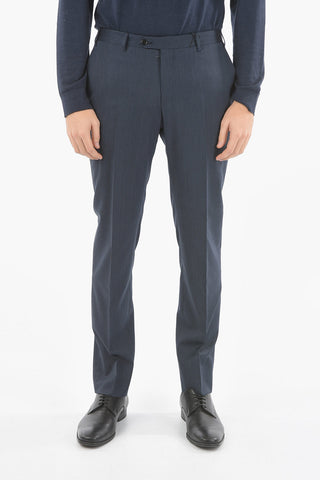 Striped Virgin Wool Pants with Belt Loops