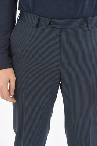 Striped Virgin Wool Pants with Belt Loops