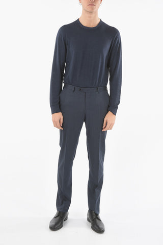 Striped Virgin Wool Pants with Belt Loops