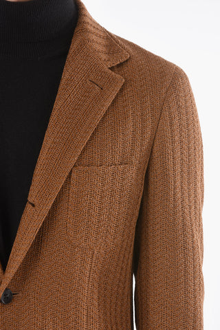 Unlined Wool Blazer with Flap Pocket and Side Vents