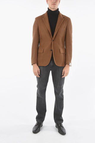 Unlined Wool Blazer with Flap Pocket and Side Vents