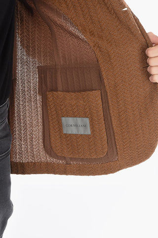 Unlined Wool Blazer with Flap Pocket and Side Vents
