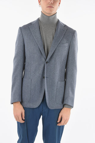 Giacca Foderata Motivo Hopsack con Revers Classico