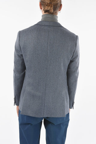 Giacca Foderata Motivo Hopsack con Revers Classico